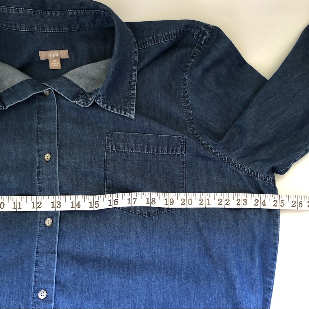 J. Jill Chambray Button Down Shirt Dress Long Sleeve Blue Size XL - Picture 7 of 11